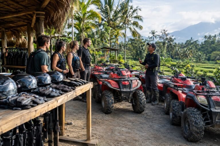 ATV equipment and guide at a Bali adventure base