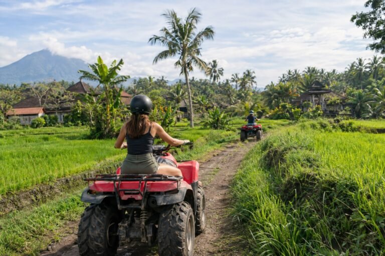First-time traveler riding an ATV through Bali countryside