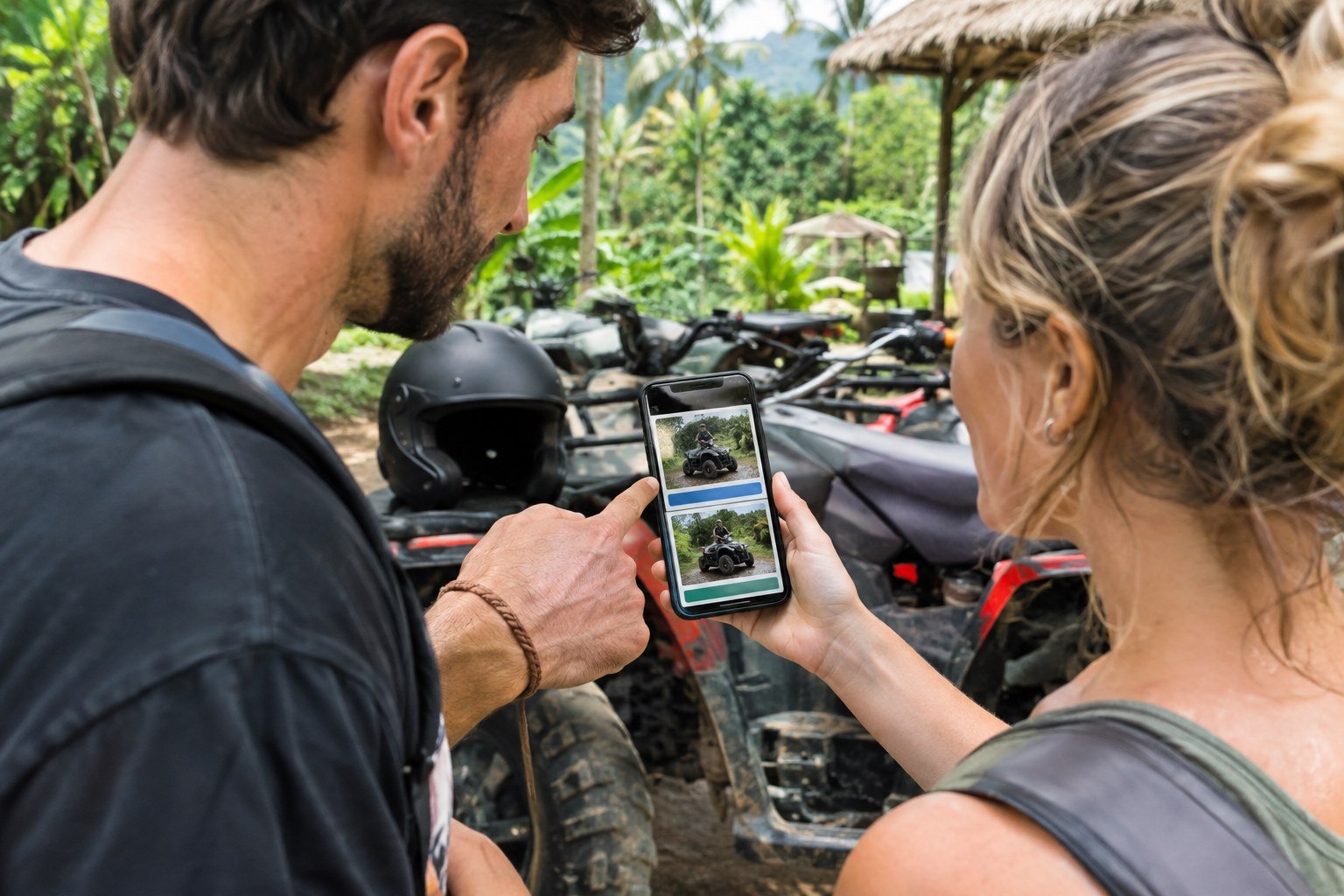Travelers comparing Bali ATV booking options